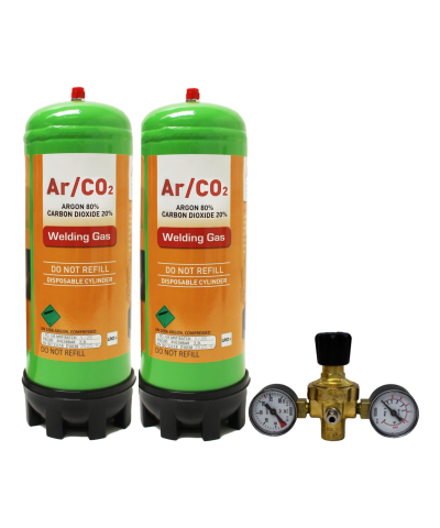 Argon/CO2 Disposable Gas Cylinder & Regulator Package