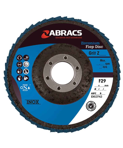  ABRACS 115mm x 22mm x 80grit Zirconium Flap Disc pk of 5