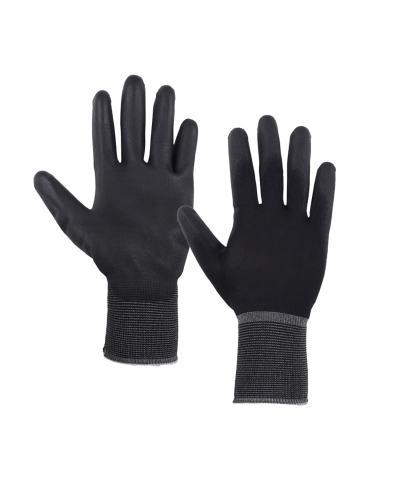 Black PU Coated Work Gloves – Pack of 10